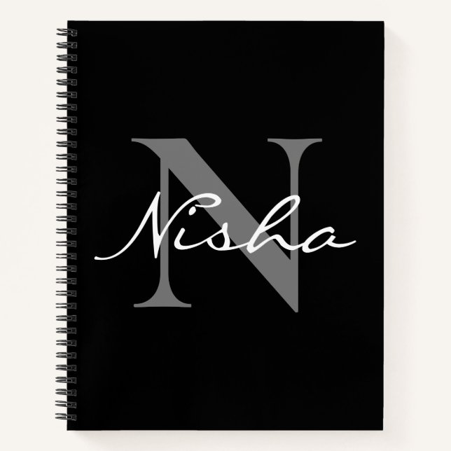 Name der weißen grauen Monogramm Notizbuch (Vorderseite)