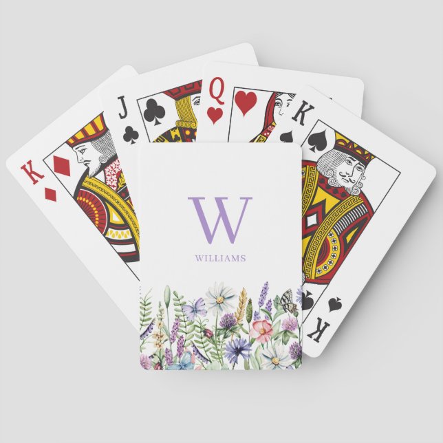 Name der Wildblume Floral Spielkarten (Rückseite)