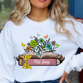 Name der Wildblume, Personalisiert Lehrerin, Gesch Sweatshirt