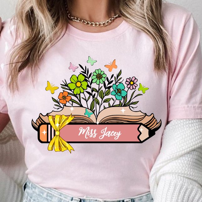 Name der Wildblume, Personalisiert Lehrerin, Gesch T-Shirt (Wildflower Teacher Name, Custom Teacher, Personalized Teacher, Gift for Teacher, Cute Teacher shirt)
