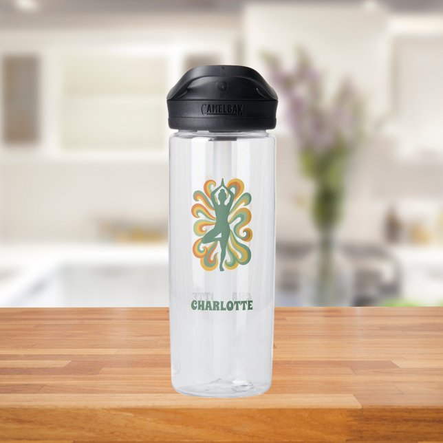 Name der Yoga-Pose-Retro-Swirls Trinkflasche (Von Creator hochgeladen)
