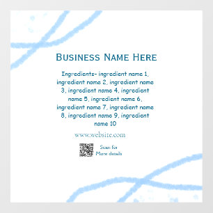 Name der Zutaten Name Firmenname Website QR-Code h Fensteraufkleber