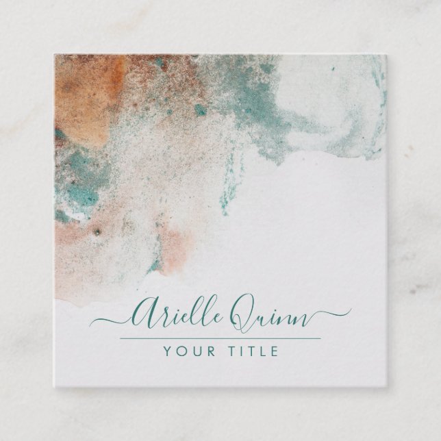Name des abstrakten Watercolor-Skripts Quadratische Visitenkarte (Vorderseite)