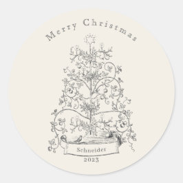 Name des alten Weihnachtsbaumes Runder Aufkleber