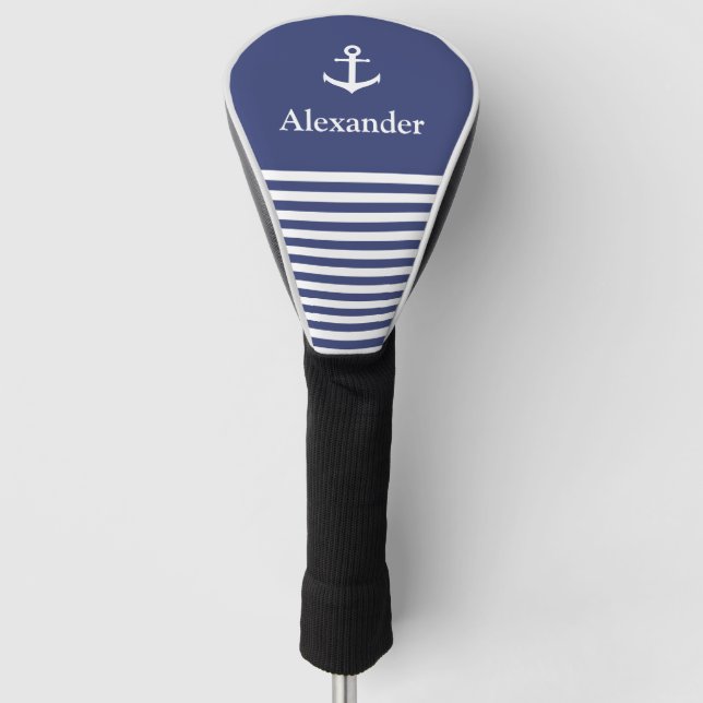 Name des Ankerzeichens für blaue und weiße Streife Golf Headcover (Vorderseite)
