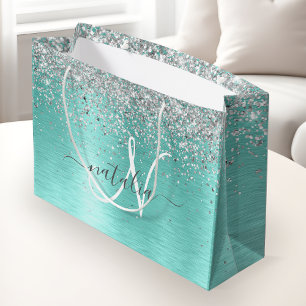 Name des aquamarin gebürsteten Metalls Silber Glit Große Geschenktüte