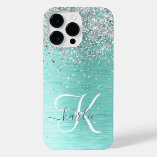 Name des aquamarin gebürsteten Metalls Silber Glit iPhone 14 Pro Max Hülle