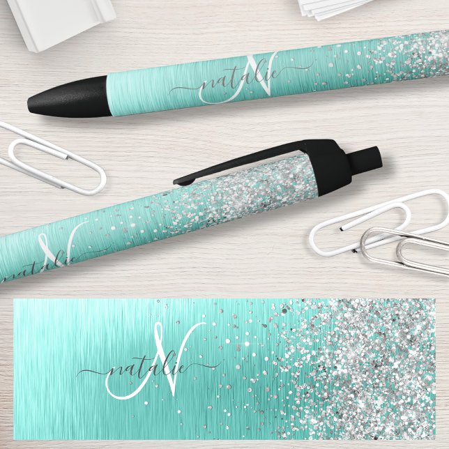 Name des aquamarin gebürsteten Metalls Silber Glit Kugelschreiber (Von Creator hochgeladen)