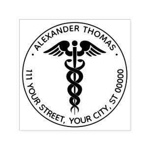 Name des Arztes Caduceus Permastempel