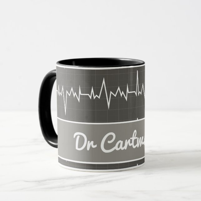 Name des Arztes Ekg EKG Medizinisches Herzgeschenk Tasse (Vorderseite Links)