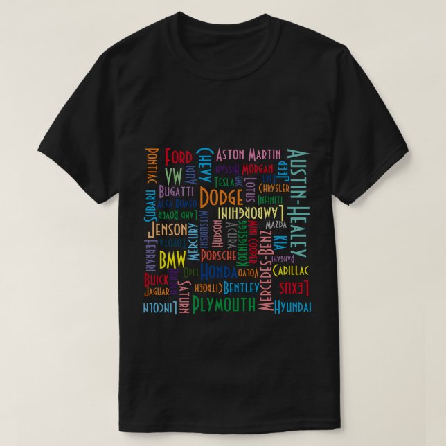 Name des Autos Puzzle T - Shirt (Design vorne)
