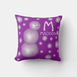 Name des Baby Initial 3D Ball Moon Lila Snowman Do Kissen