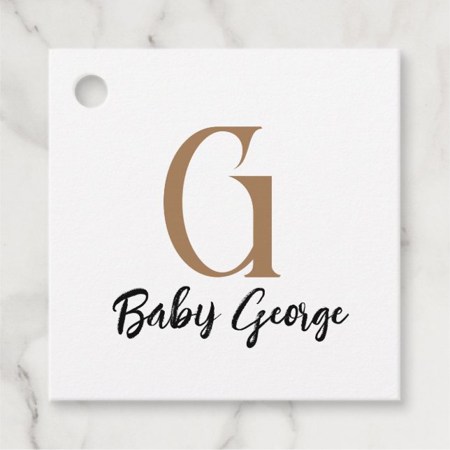 Name des Baby unisex monogramm minimal Geschenkanhänger (Vorderseite)