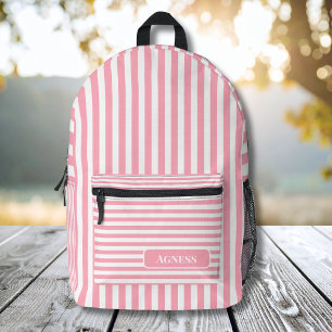 Name des Babypinkens und des Vintagen Stripens Bedruckter Rucksack