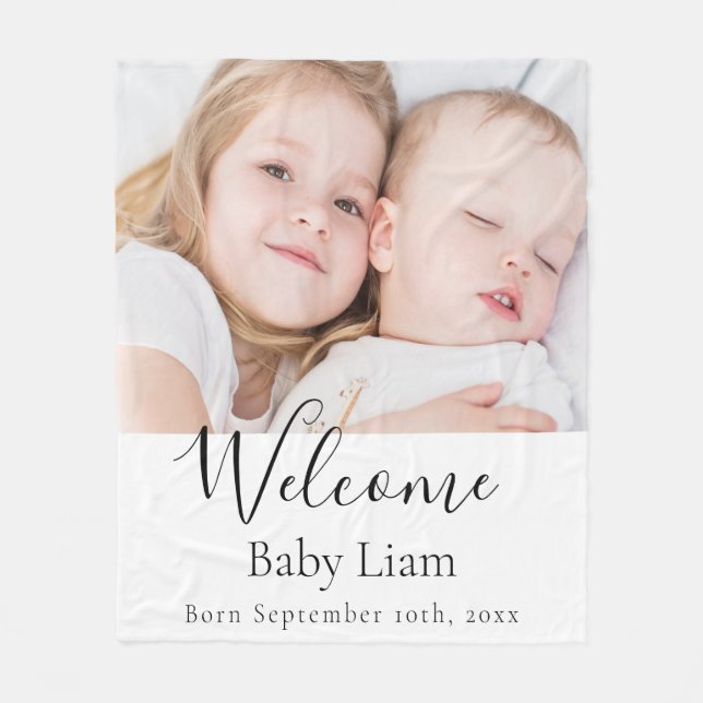 Name des Babys, das ein Foto hat Fleecedecke (Vorderseite)