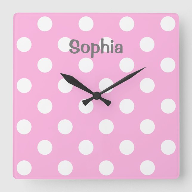 Name des Babys personalisiert, Kinderzimmer, Kinde Quadratische Wanduhr (Vorderseite)
