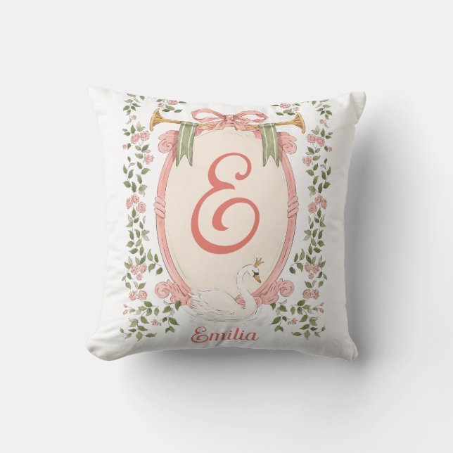 Name des Babys - Princess Swan Pillow Kissen (Vorderseite)