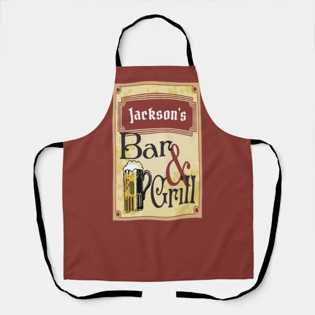 Name des Bar und des Grillzeichens Schürze (Vorderseite)