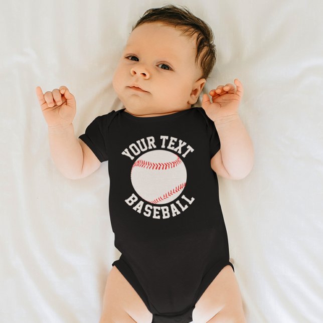 Name des Baseball-Baby-Teams, Name und Nummer des  Baby Strampler (Baseball baby bodysuit with custom team name or text)