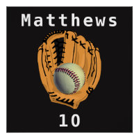 Name des Baseball-Mitts und des Handschuhs Poster