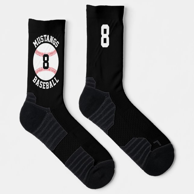Name des Baseball-Teams und Jersey-Nummer des Play Socken (Rechts)