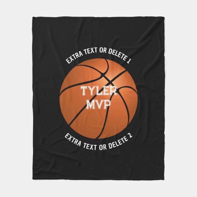 Name des Basketballspielers MVP/Zahl-2-Textzeile s Fleecedecke (Vorderseite)
