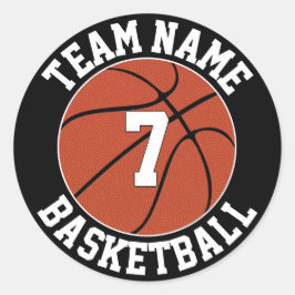 Name des Basketballteams und Nummer des Spielers Runder Aufkleber