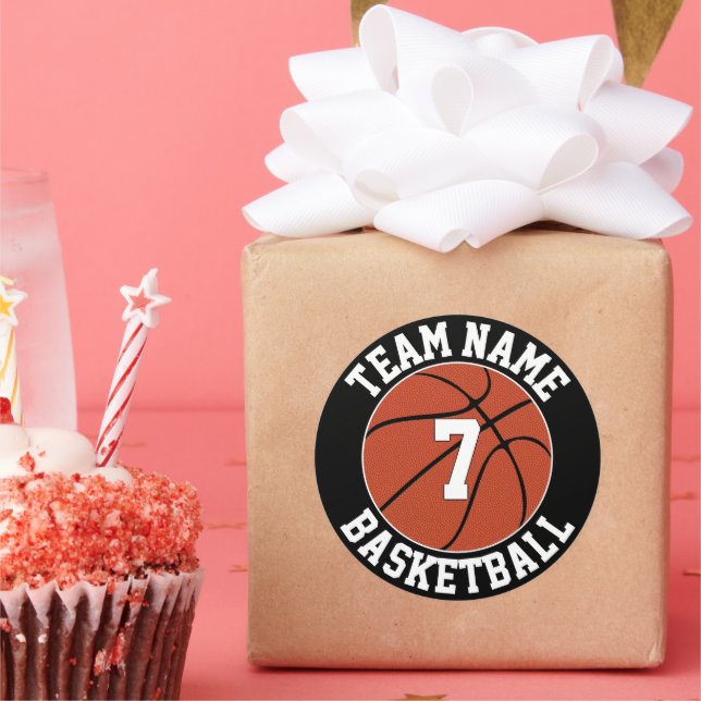 Name des Basketballteams und Nummer des Spielers Runder Aufkleber (Party)
