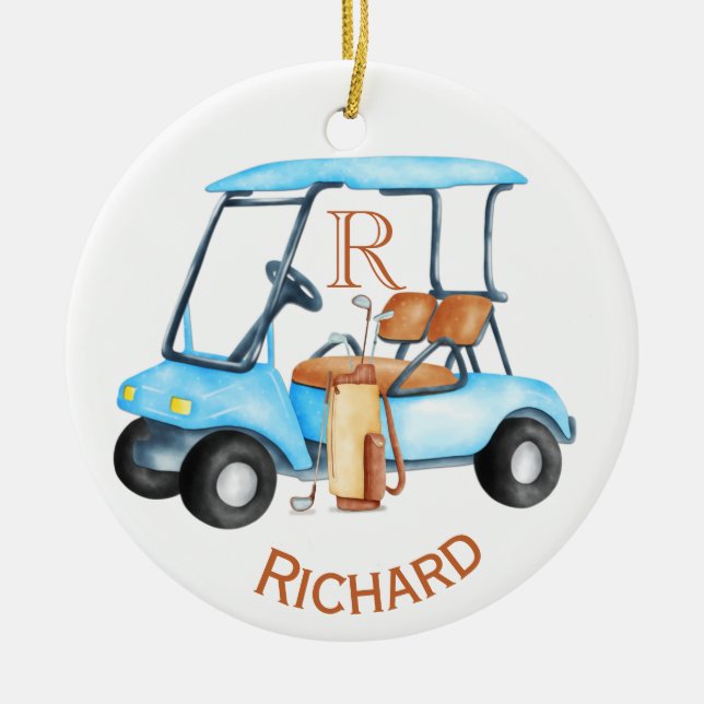 Name des benutzerdefinierten Cart Clubs Monogram Keramik Ornament (Vorne)