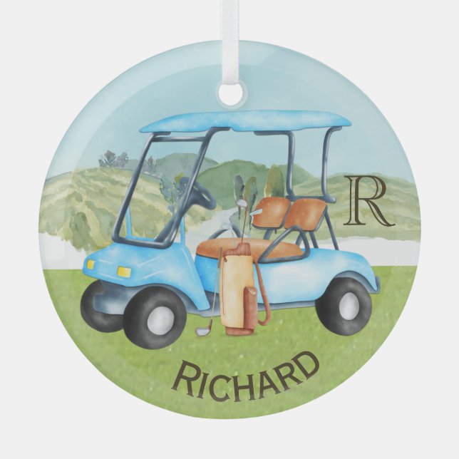 Name des benutzerdefinierten Cart Clubs Monogram Ornament Aus Glas (Vorderseite)