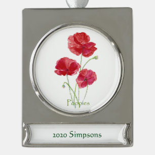 Name des benutzerdefinierten Datums Blume der Wass Banner-Ornament Silber