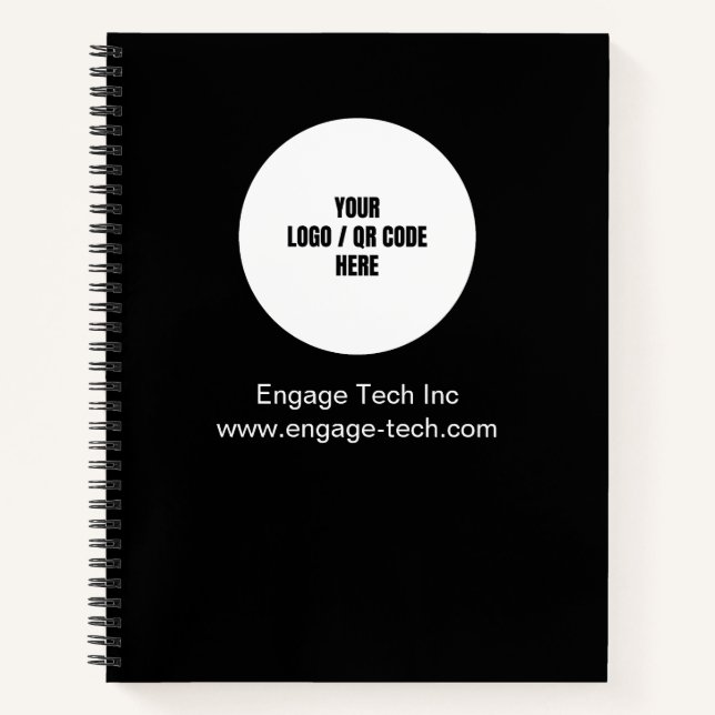 Name des benutzerdefinierten Firmenlogo Black Mode Notizbuch (Vorderseite)