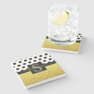 Name des benutzerdefinierten Gold Monogram Black D Steinuntersetzer
