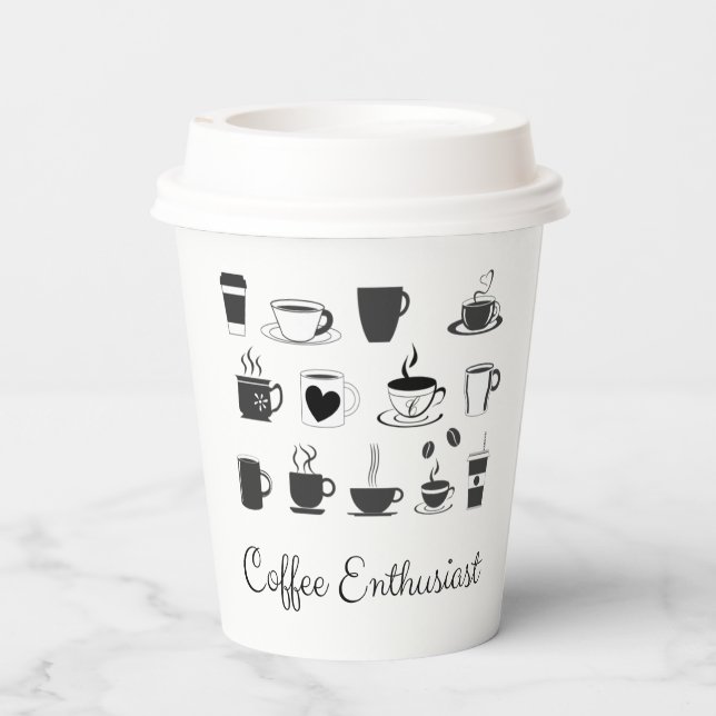 Name des benutzerdefinierten Kaffeehauses | Kaffee Pappbecher (Rückseite)
