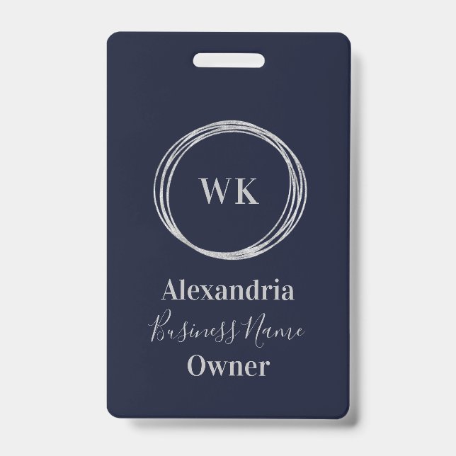 Name des benutzerdefinierten Monogram Navy Gold Mi Ausweis (Vorderseite)