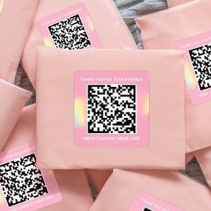 Name des benutzerdefinierten QR-Logos Danke, Pink Quadratischer Aufkleber