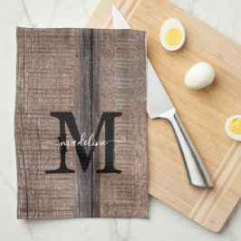 Name des benutzerdefinierten Rustikalen Monogram-S Geschirrtuch