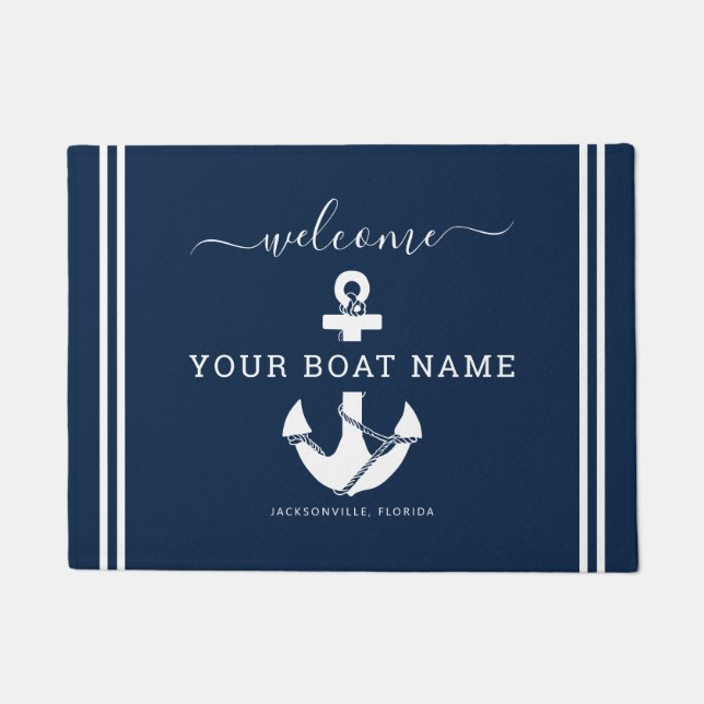 Name des benutzerdefinierten Schiffes Nautic Welco Fußmatte (Vorderseite)