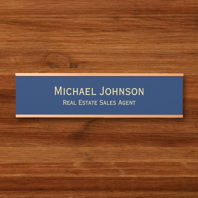 Name des beruflichen blauen Dienstortes Türschild (Professional Modern Navy Blue Office Name Title Door Sign)