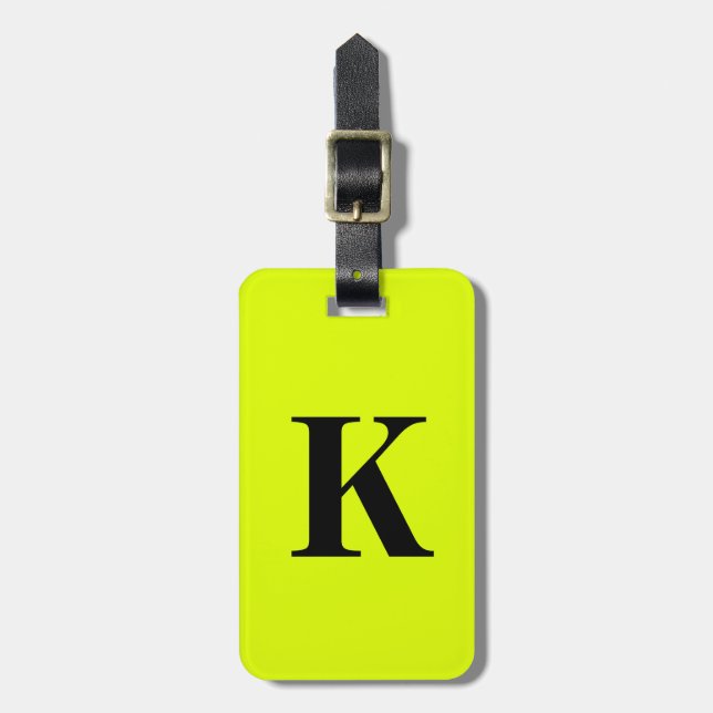 Name des beruflichen Chartreuse-Gelben Neons Monog Gepäckanhänger (Vorderseite vertikal)