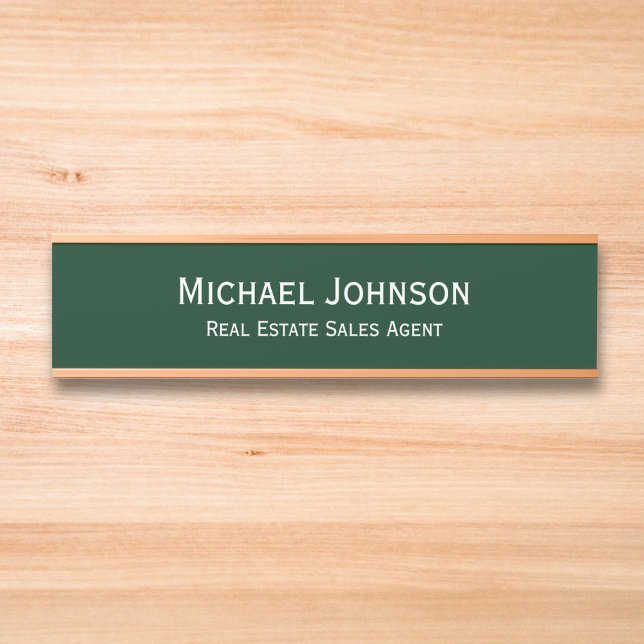 Name des beruflichen Geschäftsbüros - Dunkelgrün Türschild (Professional Business Office Name Title Dark Green Door Sign)
