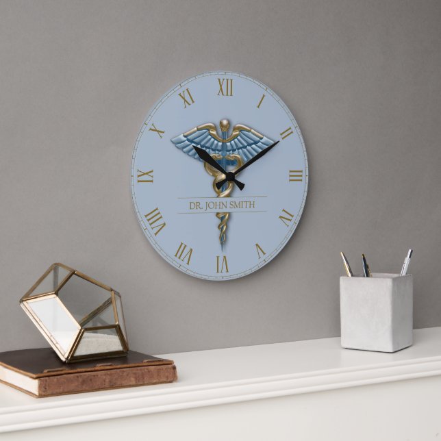 Name des beruflichen medizinischen Lichtes Blue Go Große Wanduhr (Büro)