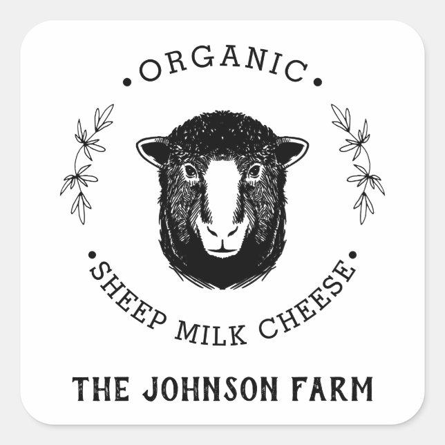 Name des Betriebs | Kranz | Schafskäse Milch | VIN Quadratischer Aufkleber (Vorderseite)