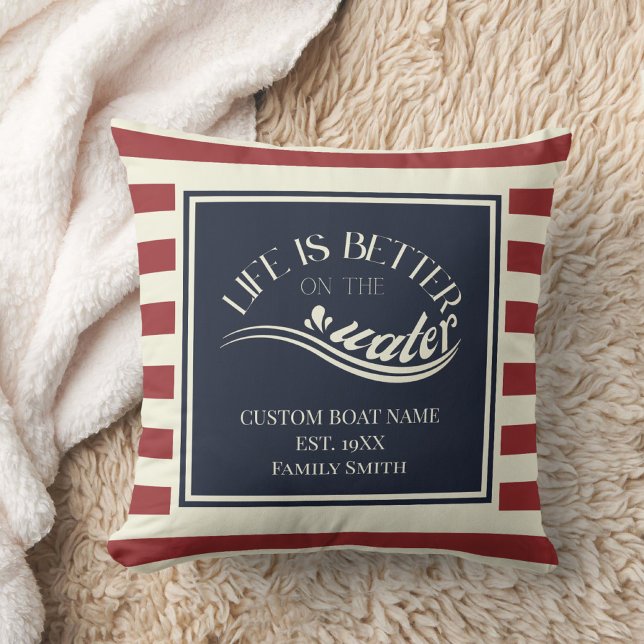 Name des blau gestreiften roten Schiffes Kissen (Von Creator hochgeladen)
