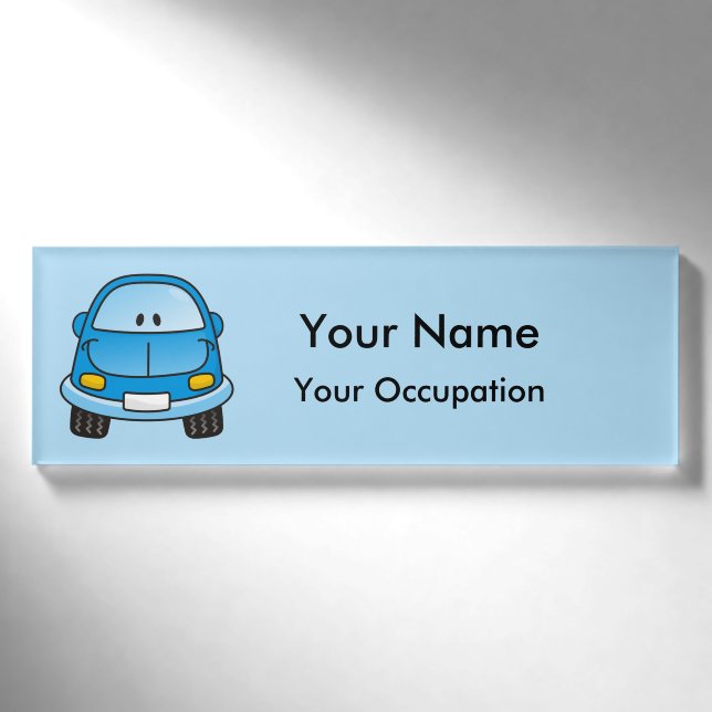 Name des blauen Cartoon Namenschild (Vorderseite)
