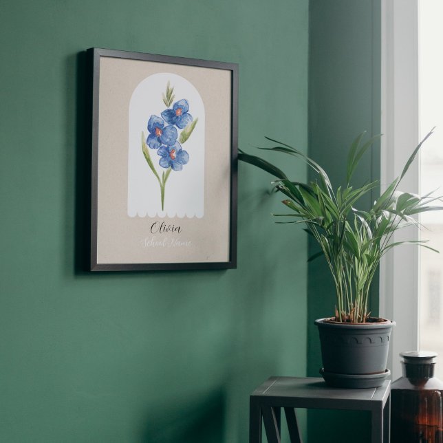 Name des Bloral-Skripts der benutzerdefinierten Wi Fotodruck (Add a personal touch to your space with our Custom Wildflower Floral Script Name Art!)