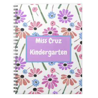 Name des Blumenlehrers/Dienstgrad farbenfroh Notizblock