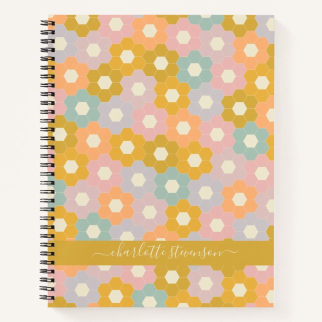 Name des Blumenmusters personalisiert Pastell Hone Notizbuch (Vorderseite)