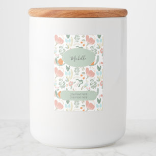 Name des Blumenmusters und personalisierter Text Lebensmitteletikett
