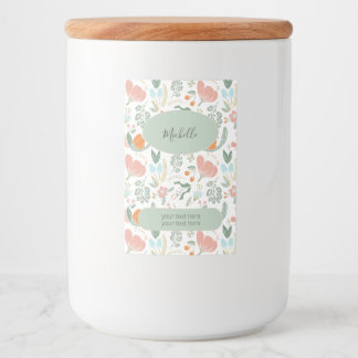 Name des Blumenmusters und personalisierter Text Lebensmitteletikett